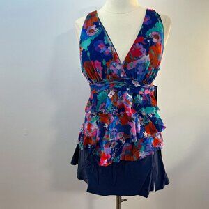 Mazu Swim Women's two-piece Navy Floral Swimsuit - Size 10 - NWT
